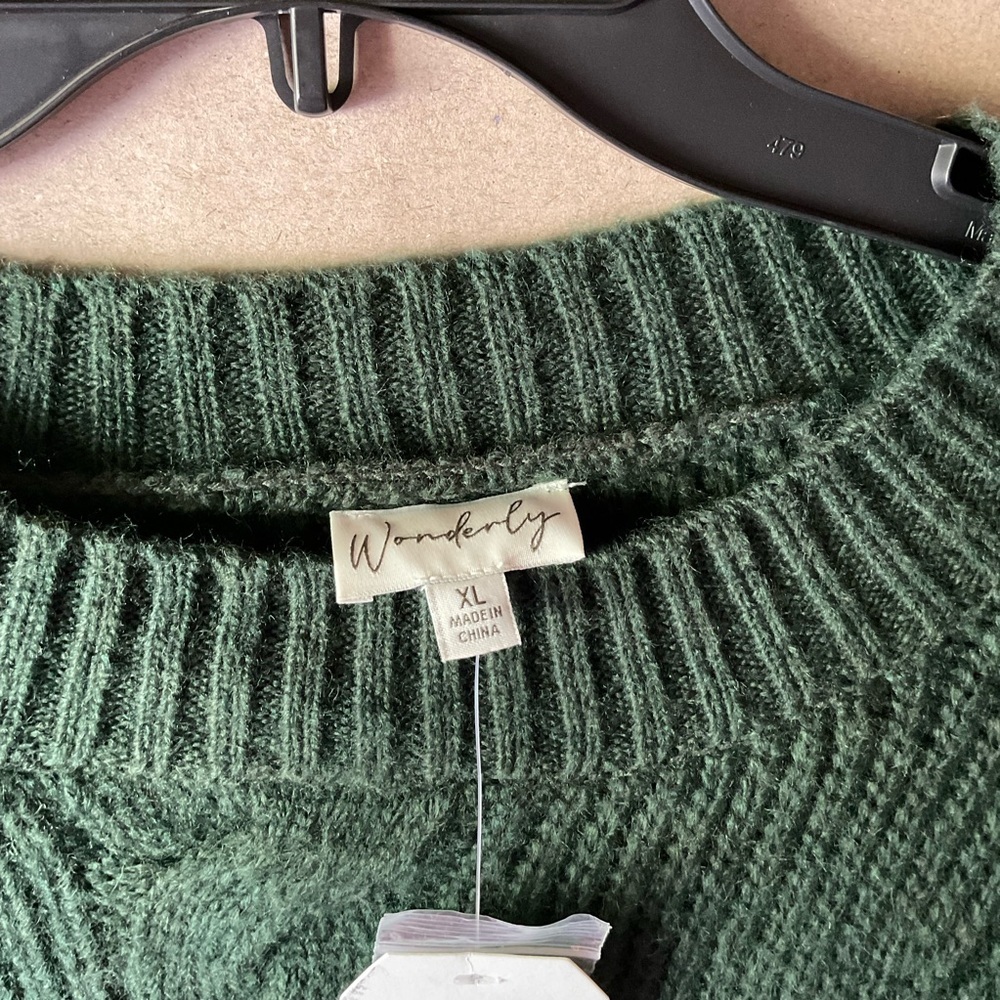 Wonderly Cable Knit Sweater. NWT Dark green. Size XL - Picture 6 of 10